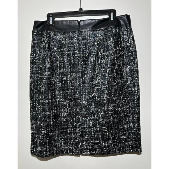 BANANA REPUBLIC Black White Tweed Lined Acrylic Skirt Career Business Womens 12 - Picture 3 of 7